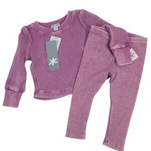 Splendid Baby 2-Piece Thermal Set - Waffle Knit Top & Leggings Size 6-12M Purple